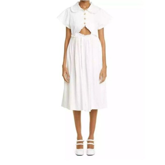Kika Vargas NWT Mabel Cutout Stretch Cotton Midi White Dress Women's Size Small - Picture 3 of 12
